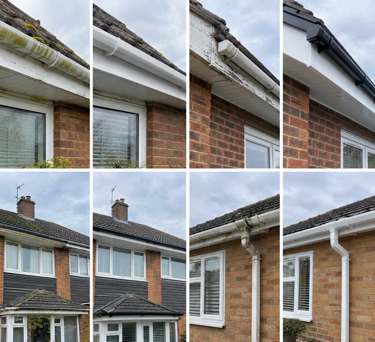 Gutter cleaning before and after — Farnborough Hampshire